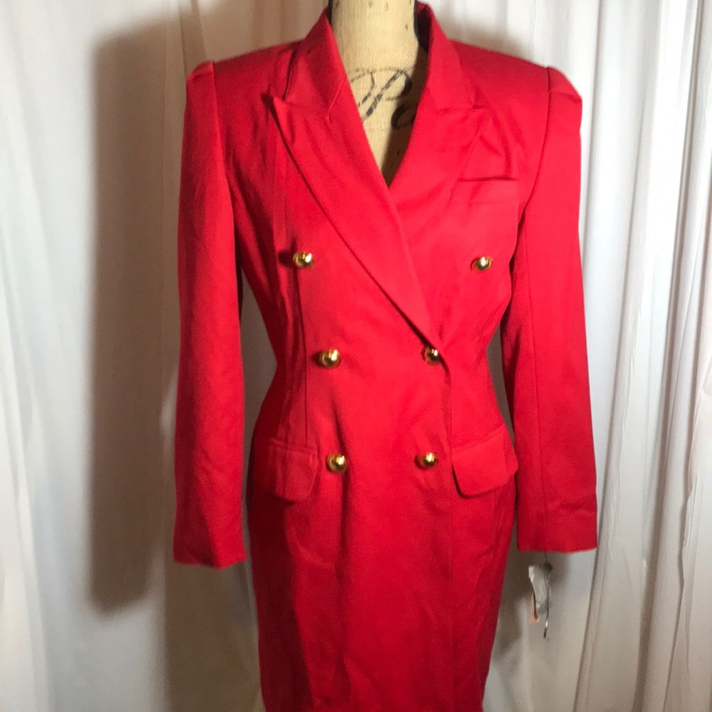 Atrium Collection Red Double Breasted Trench Coat